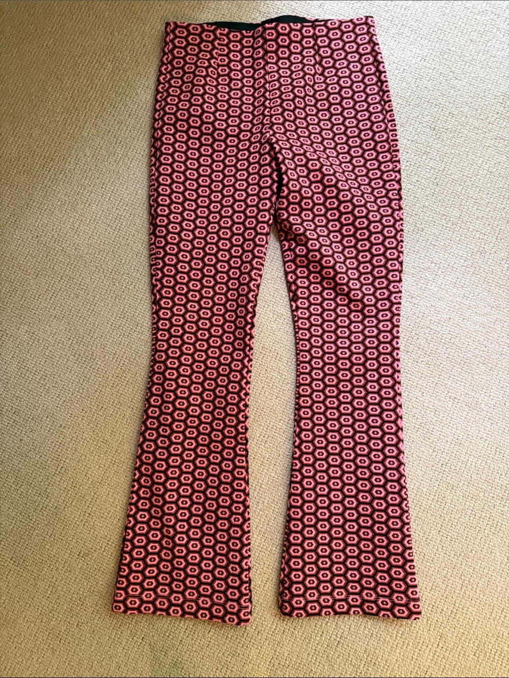 Zara Rose Pink & Black pattern pull on stretchy pants
